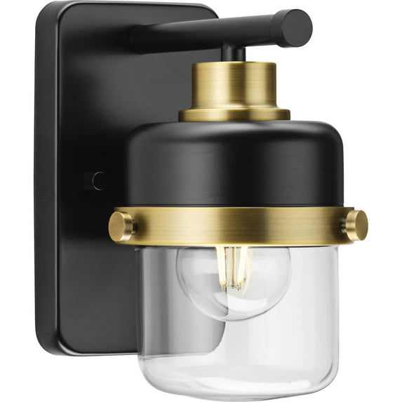 Progress Lighting Beckner 1-Light Vanity Light, Matte Black, Industrial-Style Shade