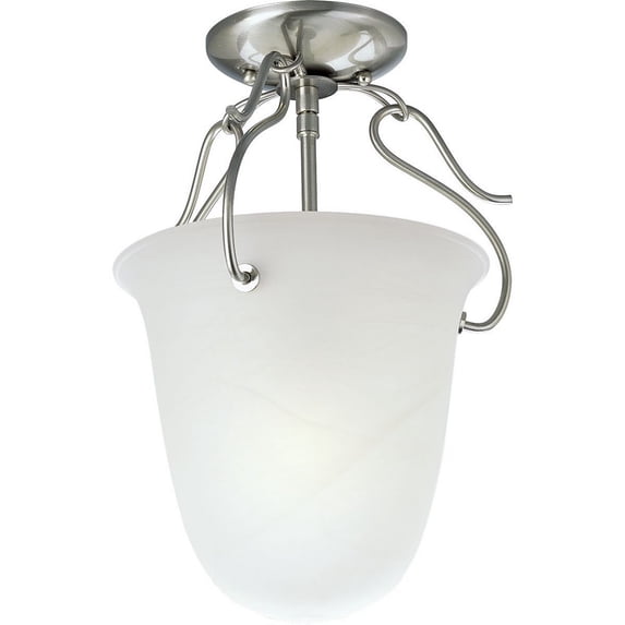 Progress Lighting Bedford 1-Light Foyer Fixture, Brushed Nickel, Etched Alabaster Glass Shade