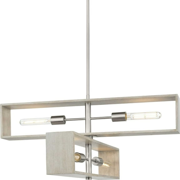 P400370-009-Progress Lighting-Boundary - 4 Light Chandelier In Modern Style-14.25 Inches Tall and 30 Inches Wide-Brushed Nickel Finish
