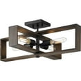 thumbnail image 1 of Progress Lighting, Boundary Collection, 4-Light Flush Mount, Matte Black, Open Frame, Grey Washed Oak., 1 of 9