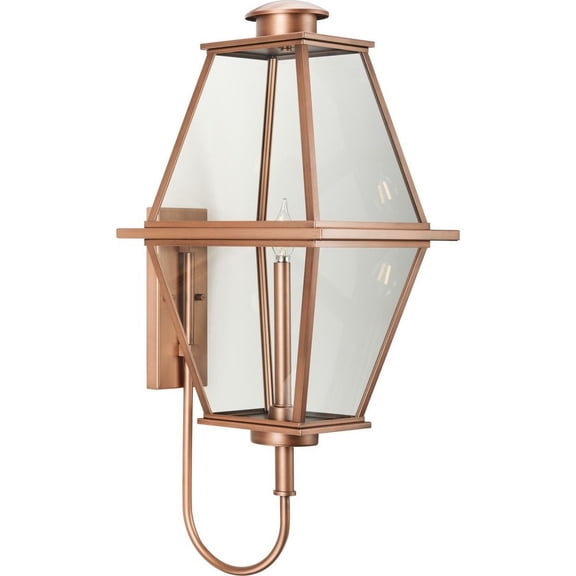 Progress Lighting Bradshaw 1-Light Outdoor Wall Lantern, Antique Copper, Clear Glass