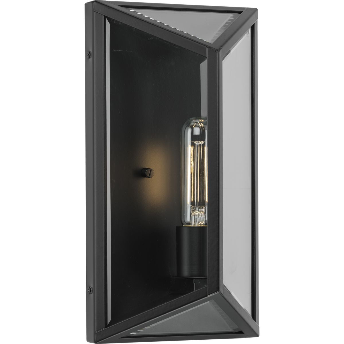 Matte Black Steel Outdoor Wall Lantern with Clear Glass