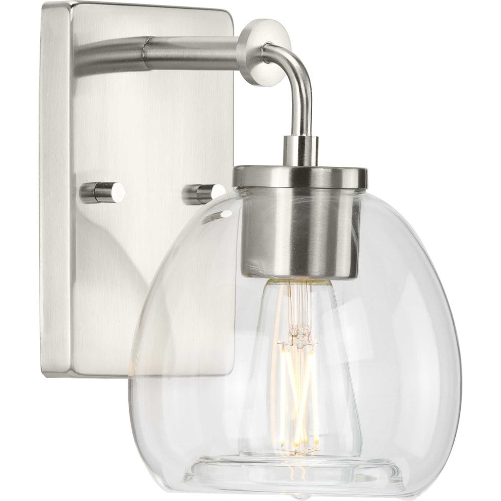 Brushed Nickel 6" Dimmable Vanity Light with Clear Glass Shade