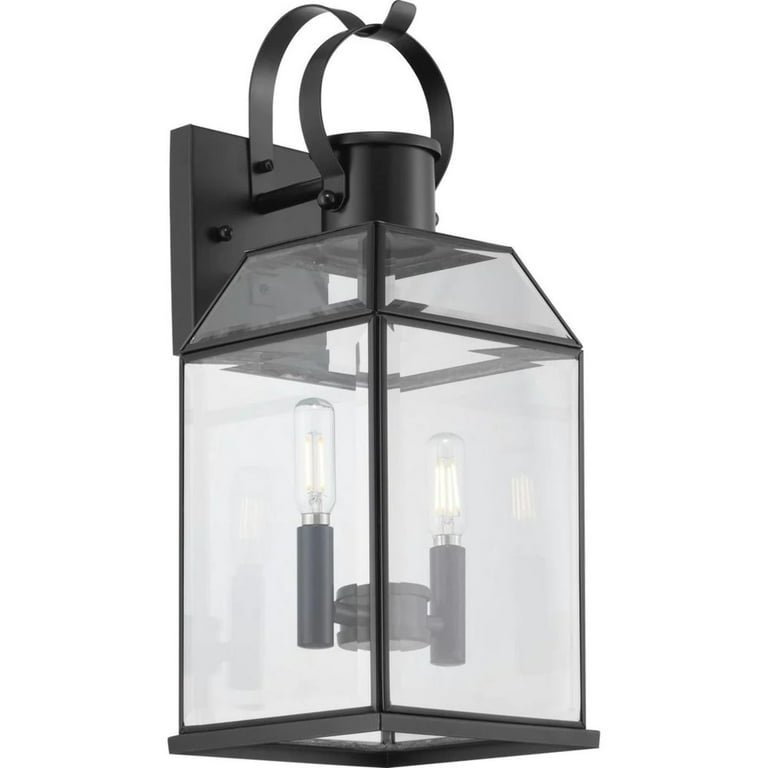Canton Heights 2-Light 18 in. Matte Black Outdoor Wall Lantern with Clear Beveled Glass Canton Heights 2-Light 18 in. Matte Black Outdoor Wall Lantern with Clear Beveled Glass