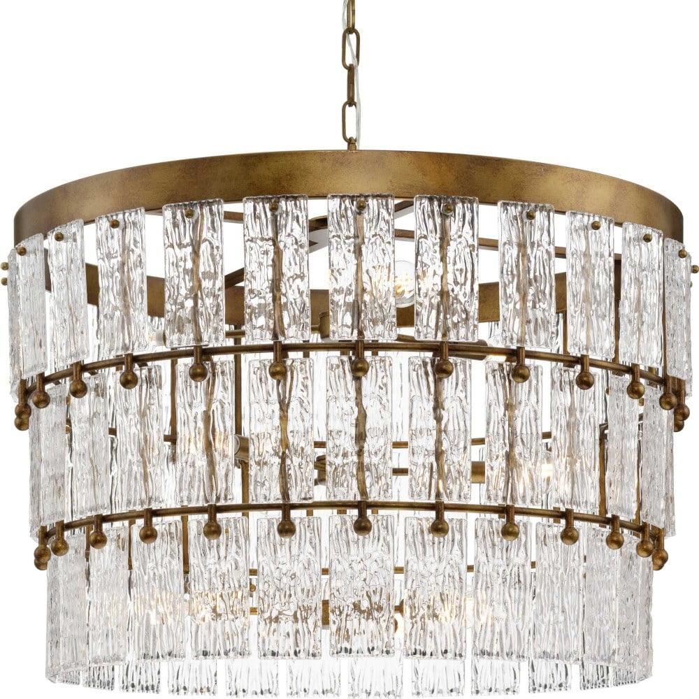 Gold Ombre 9-Light Chandelier with Artisanal Glass
