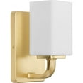thumbnail image 1 of Cowan Collection One-Light Modern Satin Brass Etched Opal Glass Bath Vanity Light, 1 of 6