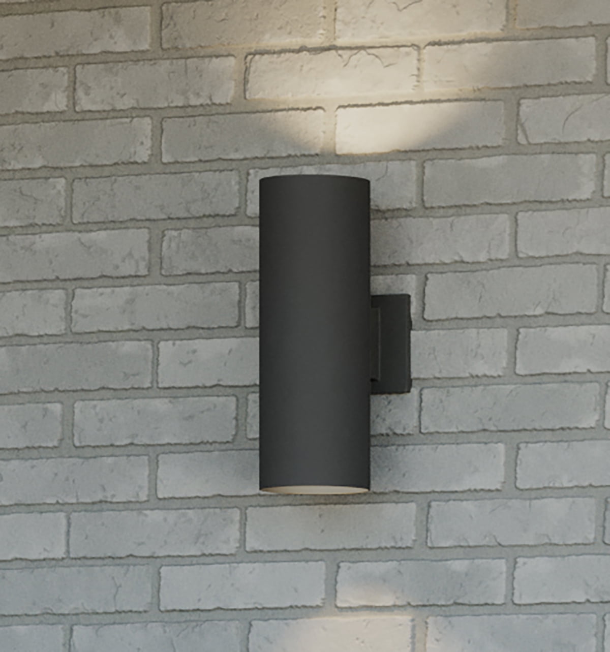 Progress Lighting Cylinder Collection Black Incandescent 2 Light up/down Modern Outdoor Wall Light