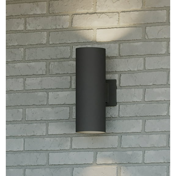 Progress Lighting Cylinder Collection Black Incandescent 2 Light up/down Modern Outdoor Wall Light