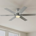 thumbnail image 1 of Dallam Collection 60 in. Six-Blade Brushed Nickel Transitional Ceiling Fan with Integrated CCT-LED Light, 1 of 3