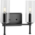 thumbnail image 1 of Elara Collection Two-Light New Traditional Matte Black Clear Glass Bath Vanity Light, 1 of 6