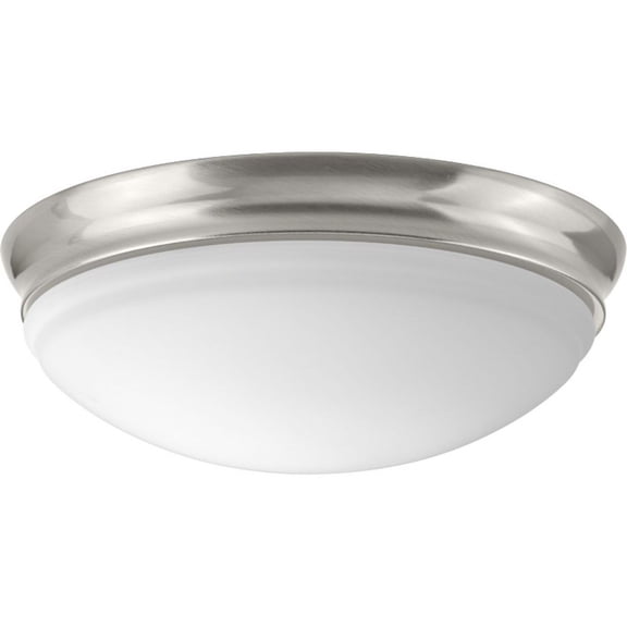 Progress Lighting, Etched Glass Collection, 1-Light Flush Mount, Brushed Nickel, Etched Glass, Material: Steel