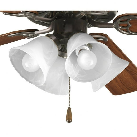 Progress Lighting Airpro 4-Light Ceiling Fan Kit, LED, Antique Bronze, Alabaster Glass