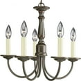 thumbnail image 1 of Progress Lighting Trinity 5-Light Chandelier, Antique Bronze, White Candle Covers, Brushed Nickel Finish, Resin Material, 1 of 1