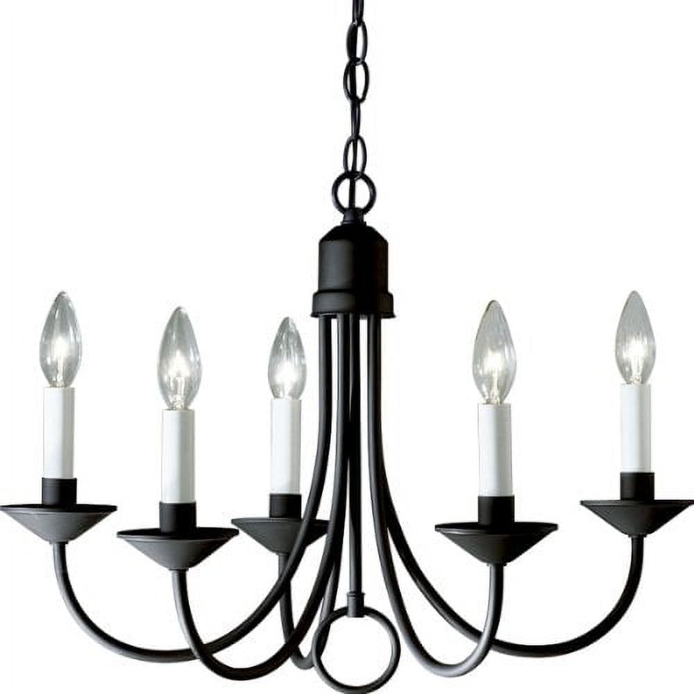 Trinity Textured Black 5-Light Chandelier with White Candle Covers