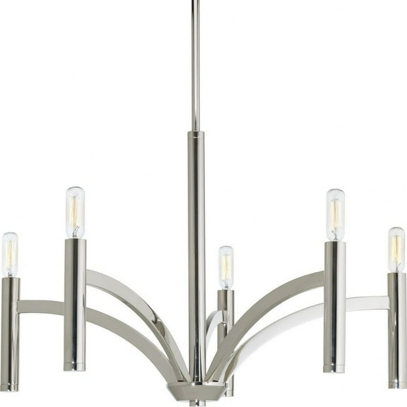 P4718-104-Progress Lighting-Draper - 5 Light Chandelier in Luxe and Mid-Century Modern style - 25 Inches wide by 15.63 Inches high     -Traditional