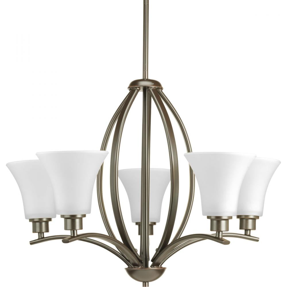 Joy Antique Bronze 5-Light Chandelier with Etched Glass