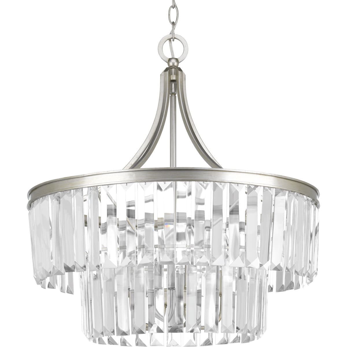 Silver Ridge Prismatic Glass 5-Light Bronze Drum Pendant