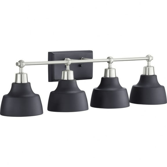 Progress Lighting Bramlett 4-Light Bath Vanity, Brushed Nickel, Metal Reflector Shades