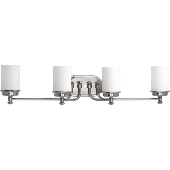Progress Lighting Glide Collection 4-Light Bath Vanity in Brushed Nickel with Etched Opal Glass Shade
