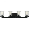 thumbnail image 1 of Progress Lighting Winslett 4-Light Bath Light, Matte Black, Seeded Glass, 1 of 7