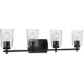 thumbnail image 1 of Progress Lighting Adley 4-Light Bath Vanity in Black with Clear Glass Shades, 1 of 10