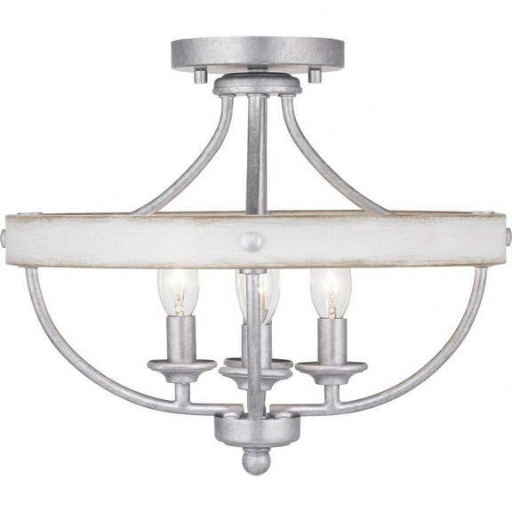 Progress Lighting Gulliver 4-Light Semi-Flush Galvanized Ceiling Light, Wood Grained Texture Shade