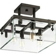 thumbnail image 1 of Progress Lighting Glayse 4-Light Semi-Flush Convertible Fixture, Antique Bronze, Beveled Glass Shade, 1 of 9
