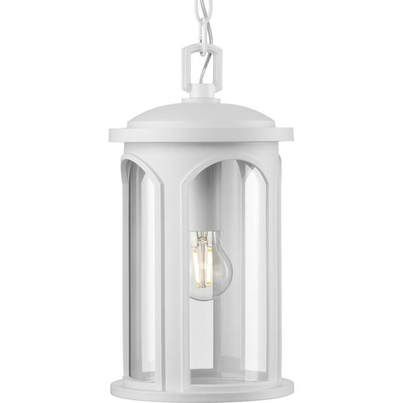 Progress Lighting Gables Collection Satin White Outdoor Hanging Lantern, DURASHIELD Corrosion-Resistant Frame