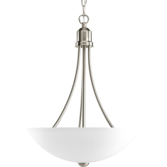 Progress Lighting Gather 2-Light Inverted Pendant, Brushed Nickel, Etched Glass Shade