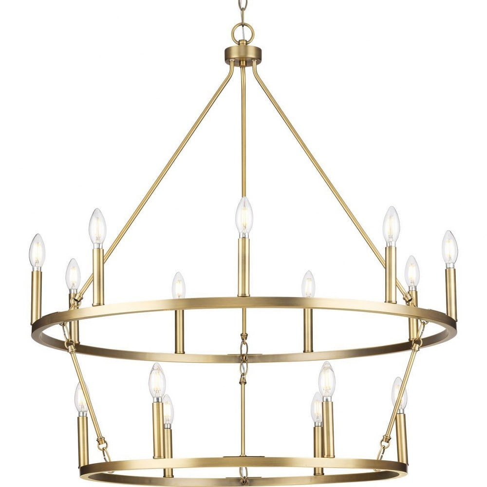 Gilliam 15-Light Vintage Brass Steel Chandelier