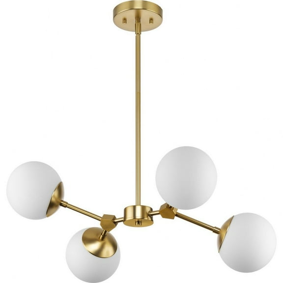 Progress Lighting Haas 4-Light Chandelier, Brushed Bronze, Etched Opal Glass, Design Series, Modern & Organic