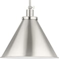 thumbnail image 1 of Progress Lighting Hinton 1-Light Pendant, Brushed Nickel, Cone Shade, 1 of 18
