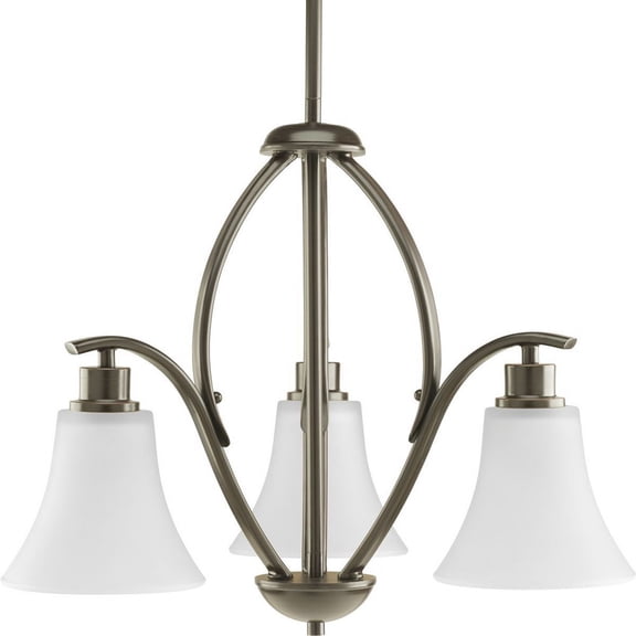 Progress Lighting Joy Collection 3-Light Chandelier, Antique Bronze, Etched White Fluted Glass Shade