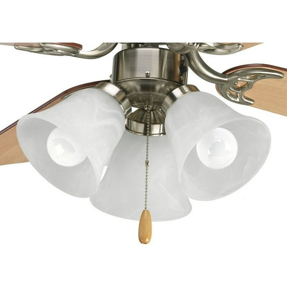 Progress Lighting Airpro 3-Light LED Ceiling Fan Kit, Brushed Nickel, White Washed Alabaster Glass Shade