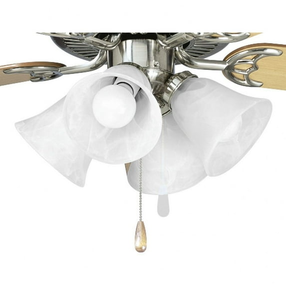 Progress Lighting Airpro Collection, 4-Light LED Ceiling Fan Kit, Brushed Nickel, White Washed Alabaster Glass Shades