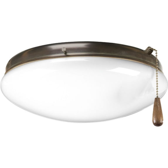 Progress Lighting Airpro Collection, 2-Light Ceiling Fan Light Kit, LED, Antique Bronze, Opal Glass Shade