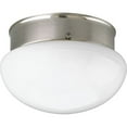 thumbnail image 1 of Progress Lighting, Fitter Collection, 1-Light Flush Mount, Brushed Nickel, White Glass Bowl, 1 of 6