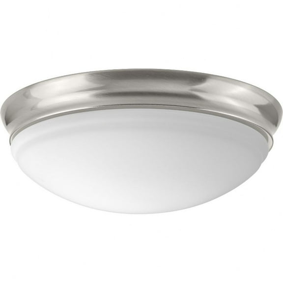 Progress Lighting, Etched Glass Collection, 1-Light Flush Mount, Brushed Nickel, Etched Glass, Material: Steel