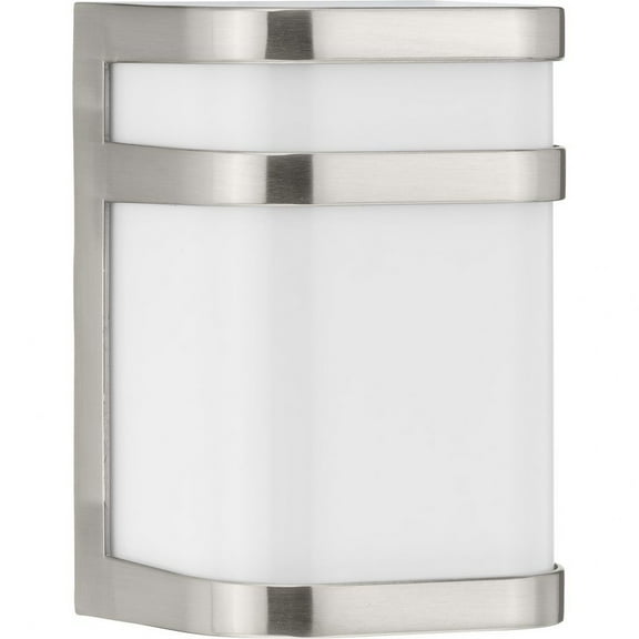 Progress Lighting Valera 1-Light LED Outdoor Wall Lantern in Brushed Nickel with Matte White Acrylic Shade