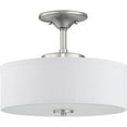 thumbnail image 1 of Progress Lighting Inspire 1-Light LED Semi-Flush Mount in Brushed Nickel with Summer Linen Shade, 1 of 11