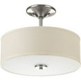 thumbnail image 1 of Progress Lighting Inspire 1-Light LED Semi-Flush Mount, Brushed Nickel, Linen Shade, 1 of 6