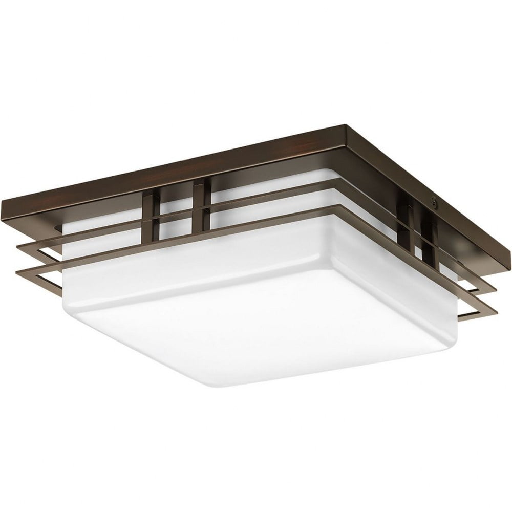 Antique Bronze Glass LED Flush Mount Light