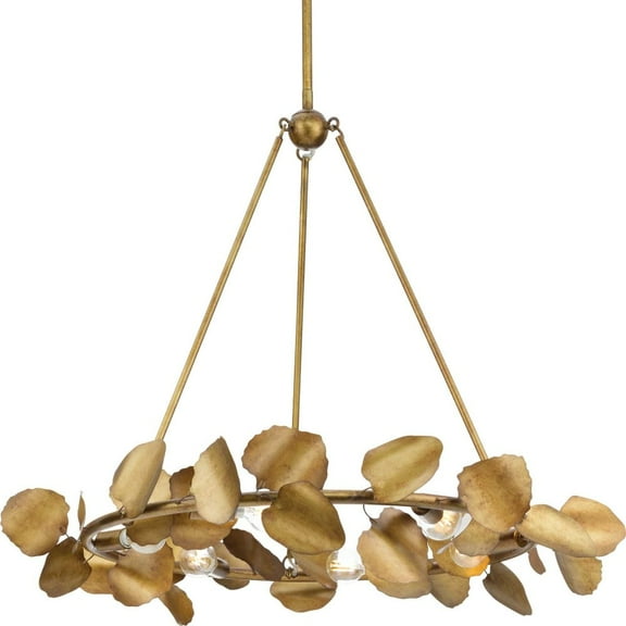 Progress Lighting, Laurel Collection, 6-Light Chandelier, Gold Ombre, Gilded Silver Leaves, Transitional Elegance