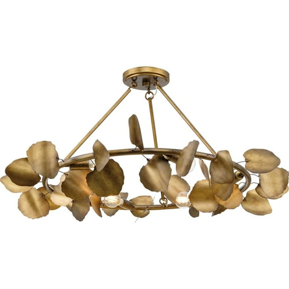 Progress Lighting, Laurel Collection, 6-Light Chandelier, Gold Ombre, Gilded Silver Leaves, Steel