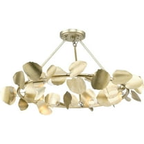 Progress Lighting, Laurel Collection, 6-Light Chandelier, Gilded Silver, Hand-Painted Leaves