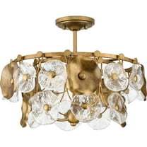 Progress Lighting Loretta 3-Light Pendant, Gold Ombre, Artisanal Clear Glass, Steel, Transitional, Design Series