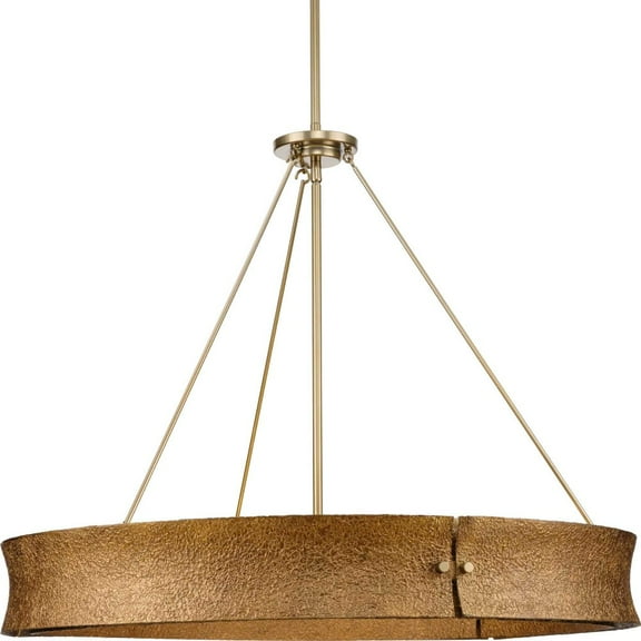 Progress Lighting Lusail 6-Light Chandelier Softgold Steel 6x60W Incandescent Luxe Industrial Collection