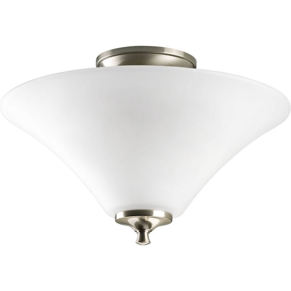 Progress Lighting Melon 2-Light Semi-Flush, Brushed Nickel, Trumpet Glass Shades