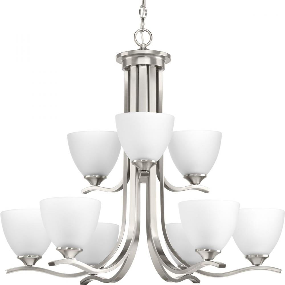 Laird Brushed Nickel 9-Light Chandelier with Glass Shades