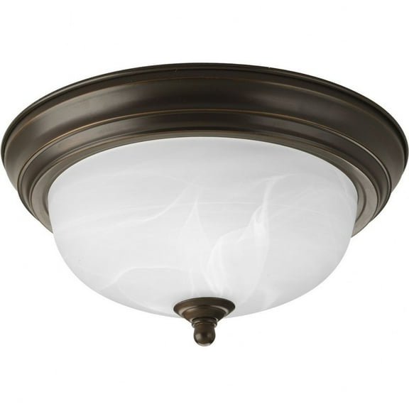 Progress Lighting, Melon Collection, 1-Light Flush Mount, Brushed Nickel, Alabaster Glass Shade
